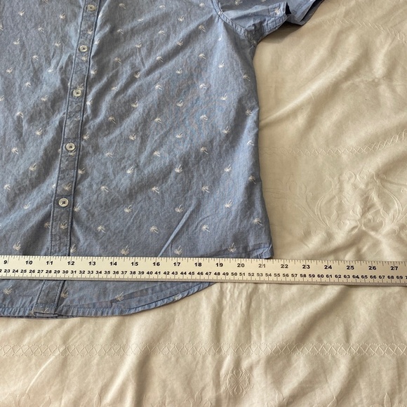 Denim & Flower Ricky Singh Men's Blue Palm Trees Short Sleeve Button Up Shirt L - Picture 12 of 13